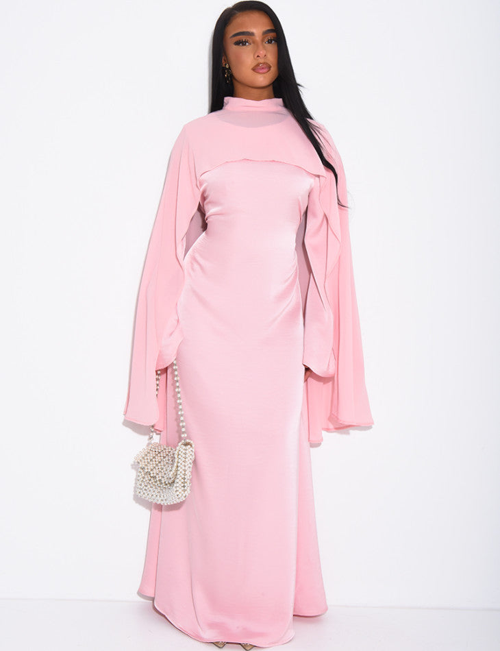 Nylah Cape Dress with adjustable belt