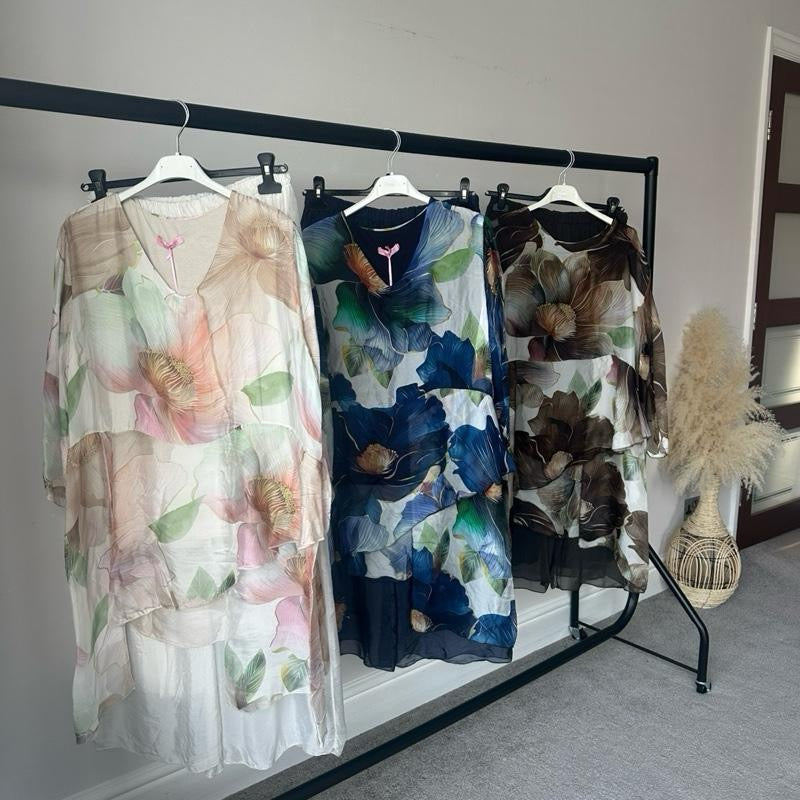 Chiffon Silk Layered Floral Print Coord