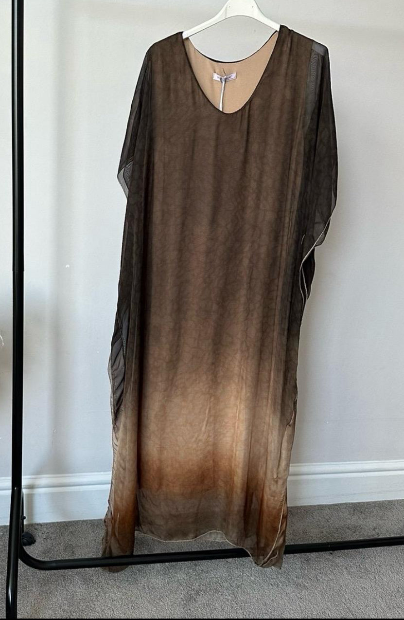 Women's Ombré Print Silk Chiffon Kaftan Dress for occasion Wear - Womenswear