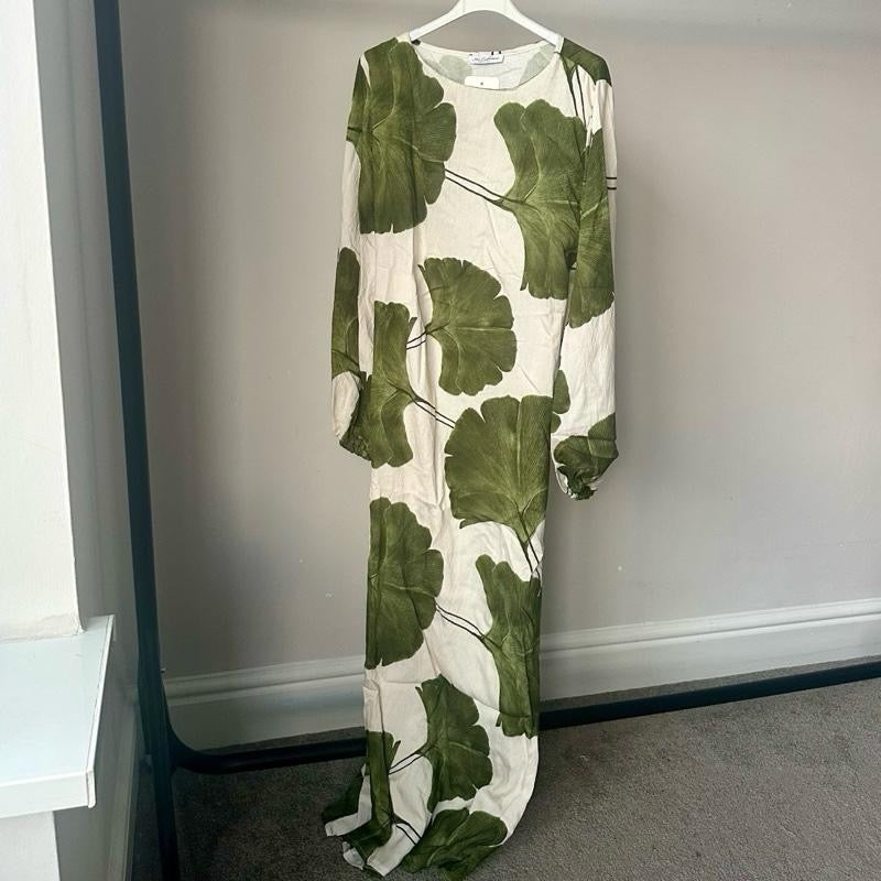 Maeesha Palm Print Linen Dress