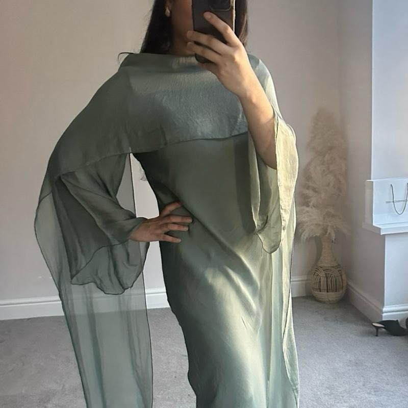 Premium Silk Chiffon Formal Maxi Dress with Scarf attached  Women