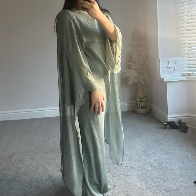 Premium Silk Chiffon Formal Maxi Dress with Scarf attached  Women