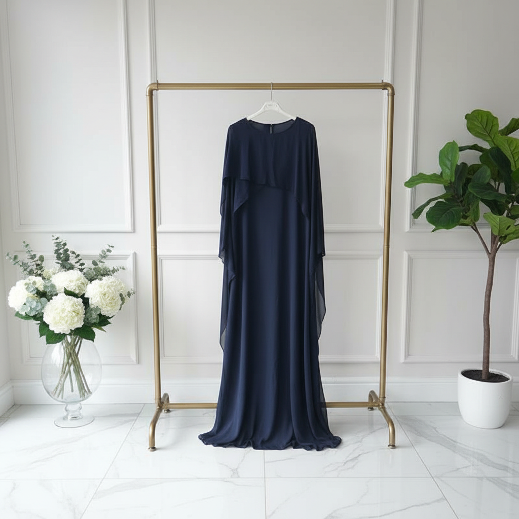 Premium Silk Chiffon Formal Maxi Dress with Scarf attached  Women