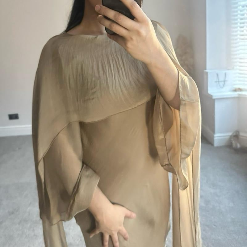 Premium Silk Chiffon Formal Maxi Dress with Scarf attached  Women