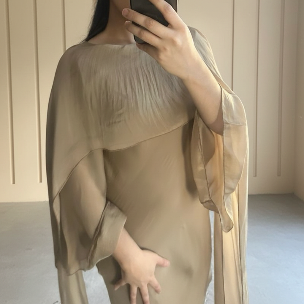 Premium Silk Chiffon Formal Maxi Dress with Scarf attached  Women