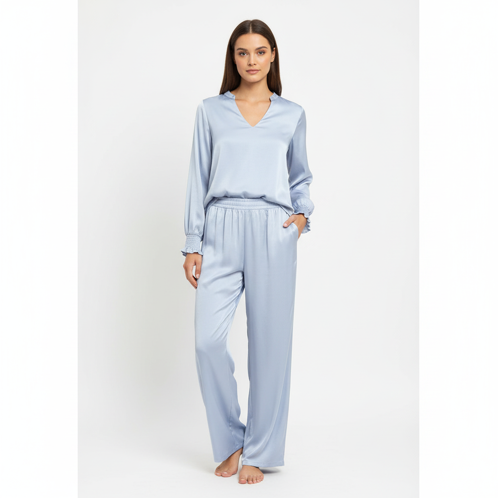 Crush Effect Soft Satin Feel Coord Womenswear