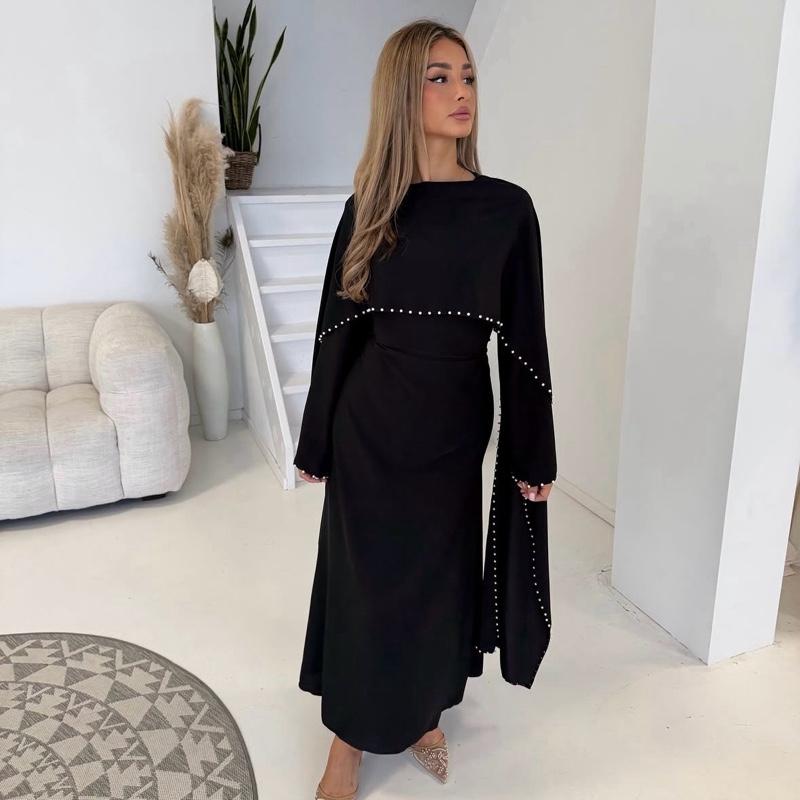 Amelia Pearl Tie back modest dress, Elegant formal Dress