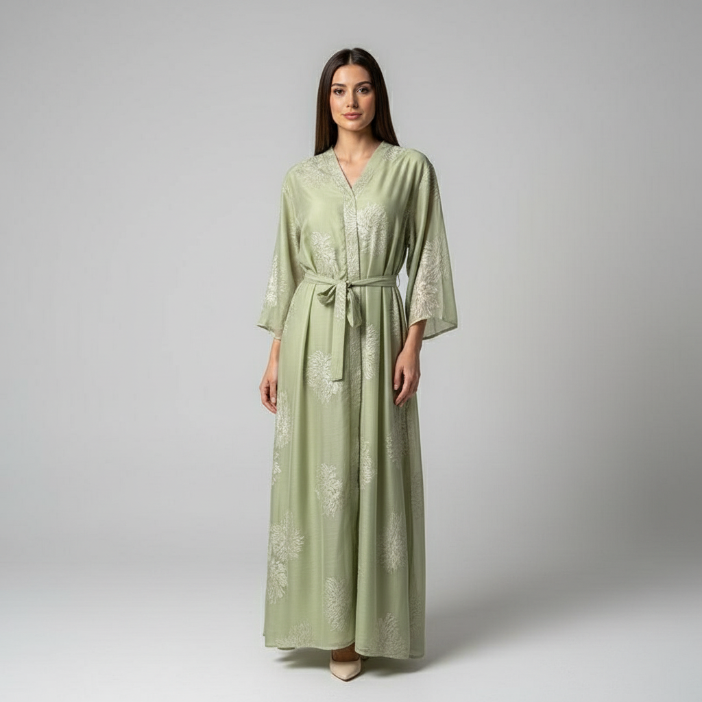 Embroidered Light weight Organza Belt Dresses