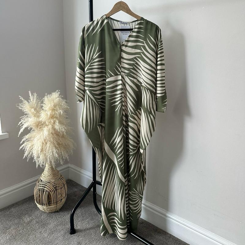 Palm Leaf print Loose fit silk Satin Feel Summer kaftans