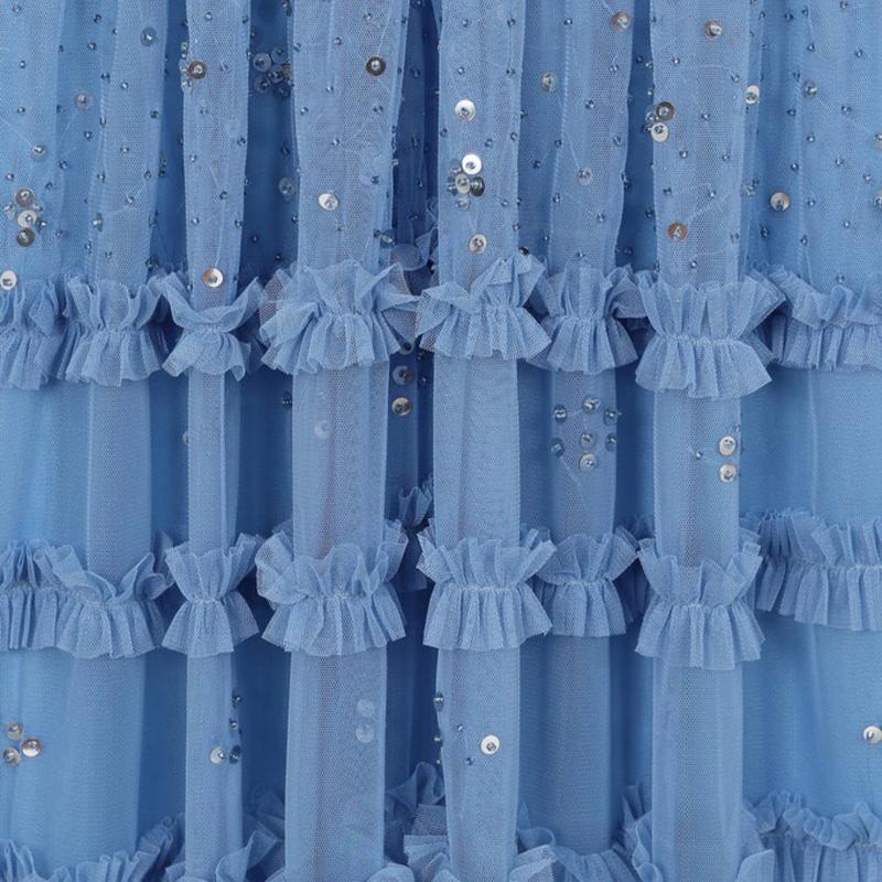 Agnes Women's Blue Sequin Maxi Dress for Formal Wear