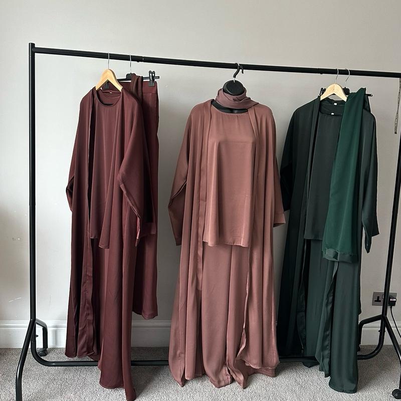 Satin kimono Abaya with Matching inner Coord Set