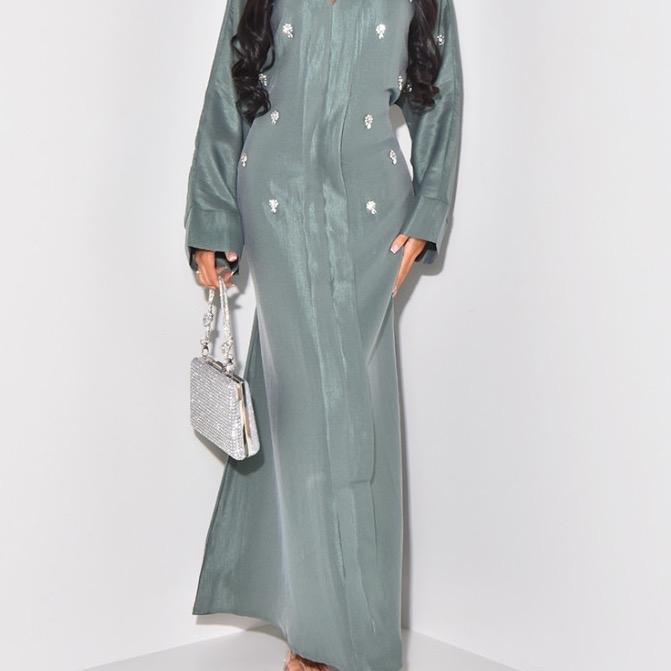 Women's Shiny Satin Dress with Crystal and Back Tie