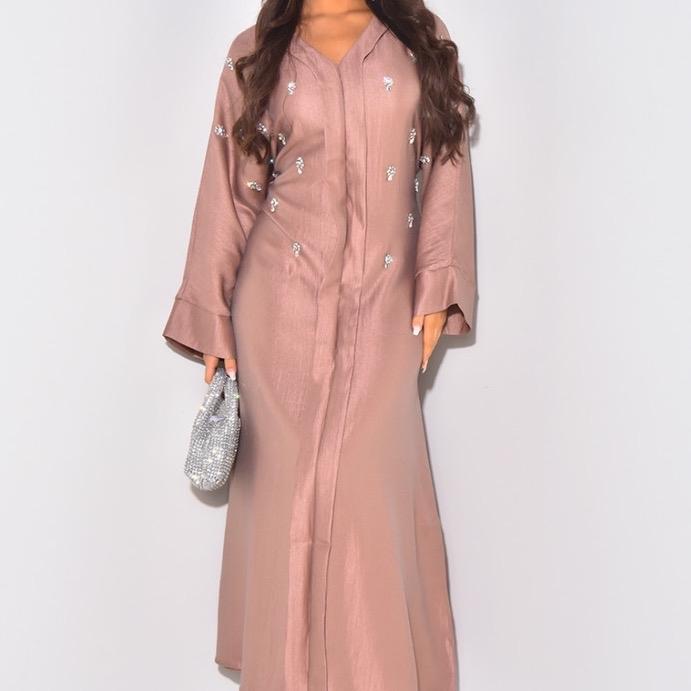 Women's Shiny Satin Dress with Crystal and Back Tie